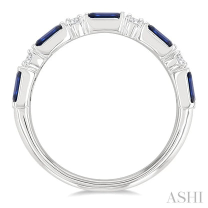Emerald Shape Art Deco Gemstone & Diamond Band