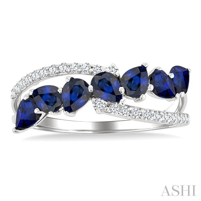 Pear Shape Gemstone & Diamond Fashion Ring