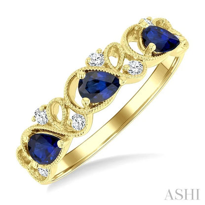 Pear Shape Gemstone & Diamond Band