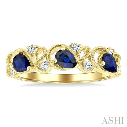Pear Shape Gemstone & Diamond Band
