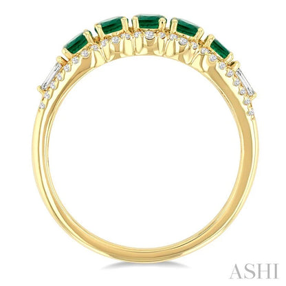 Round Shape 5 Gemstone & Diamond Ring
