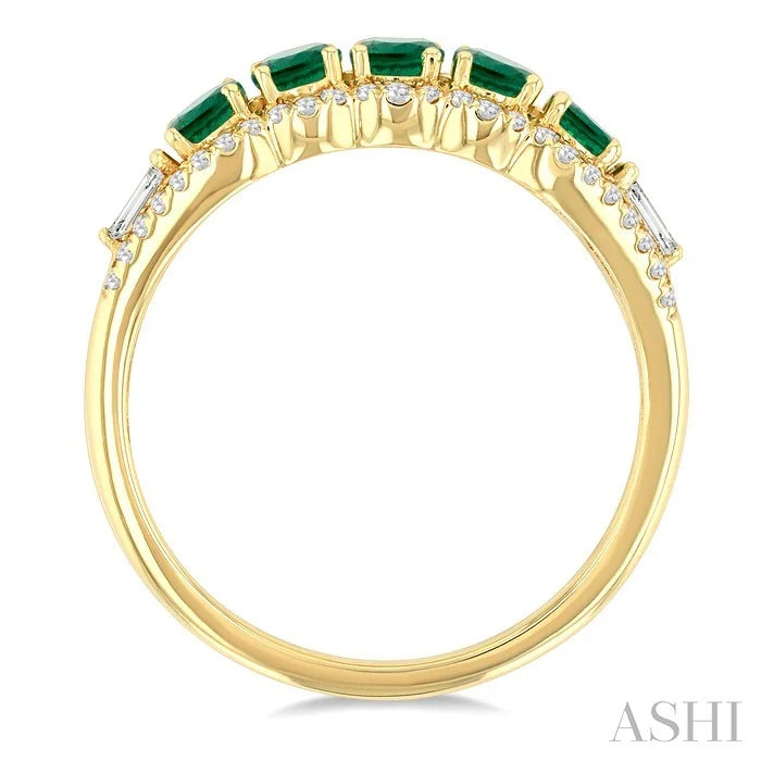Round Shape 5 Gemstone & Diamond Ring