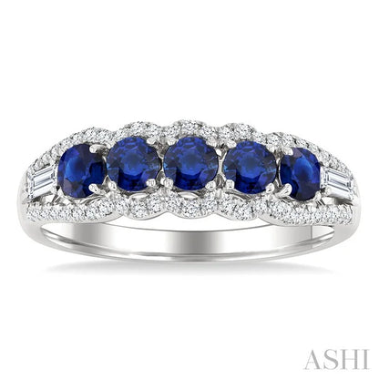 Round Shape 5 Gemstone & Diamond Ring