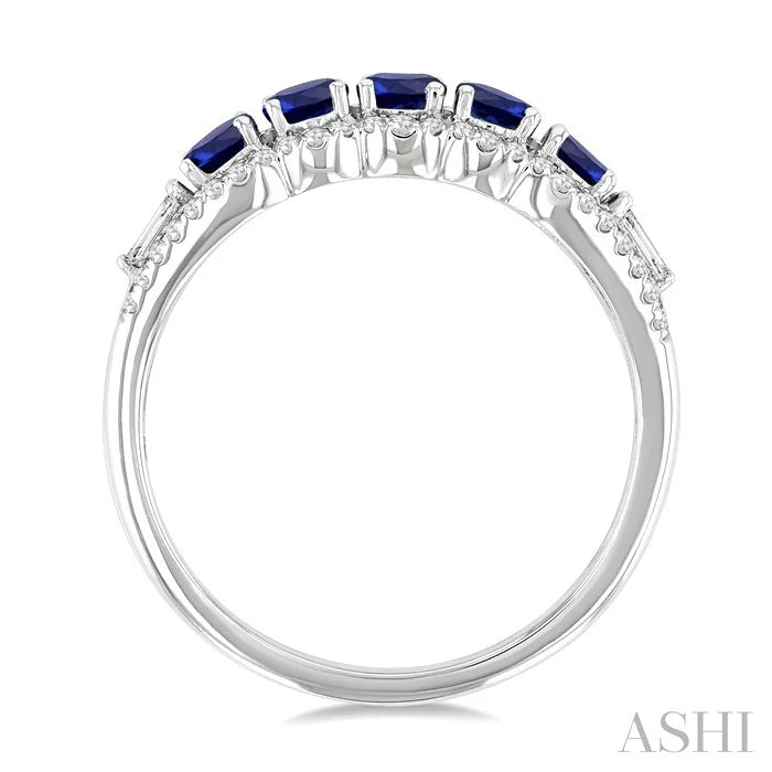 Round Shape 5 Gemstone & Diamond Ring