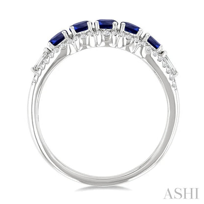 Round Shape 5 Gemstone & Diamond Ring