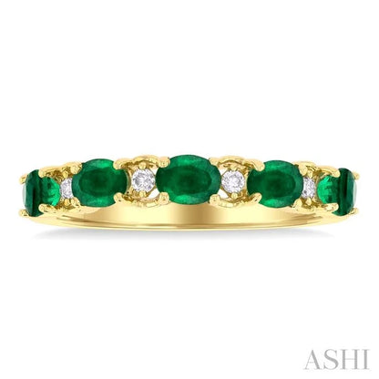 Oval Shape East-West Gemstone & Diamond Band