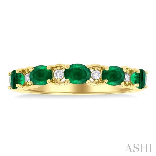 Oval Shape East-West Gemstone & Diamond Band