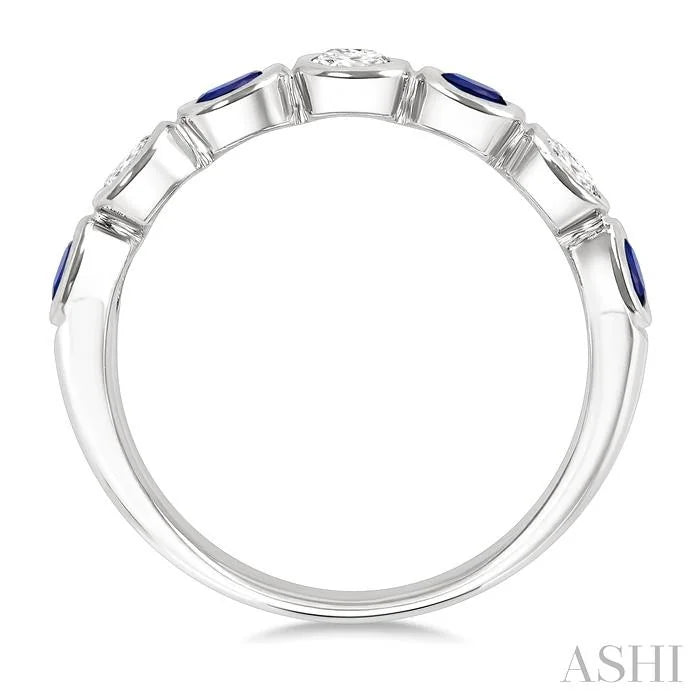 7 Alternate Oval Shape Gemstone & Diamond Fashion Band
