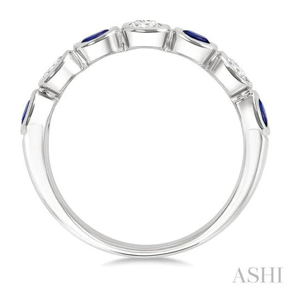 7 Alternate Oval Shape Gemstone & Diamond Fashion Band