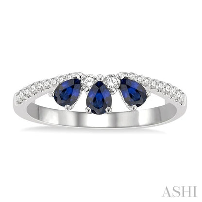 Pear Shape Gemstone & Diamond Fashion Band