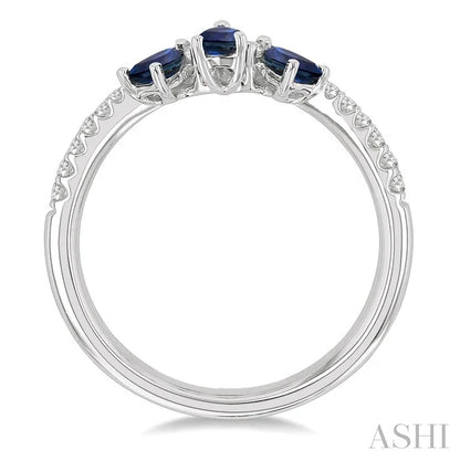 Pear Shape Gemstone & Diamond Fashion Band