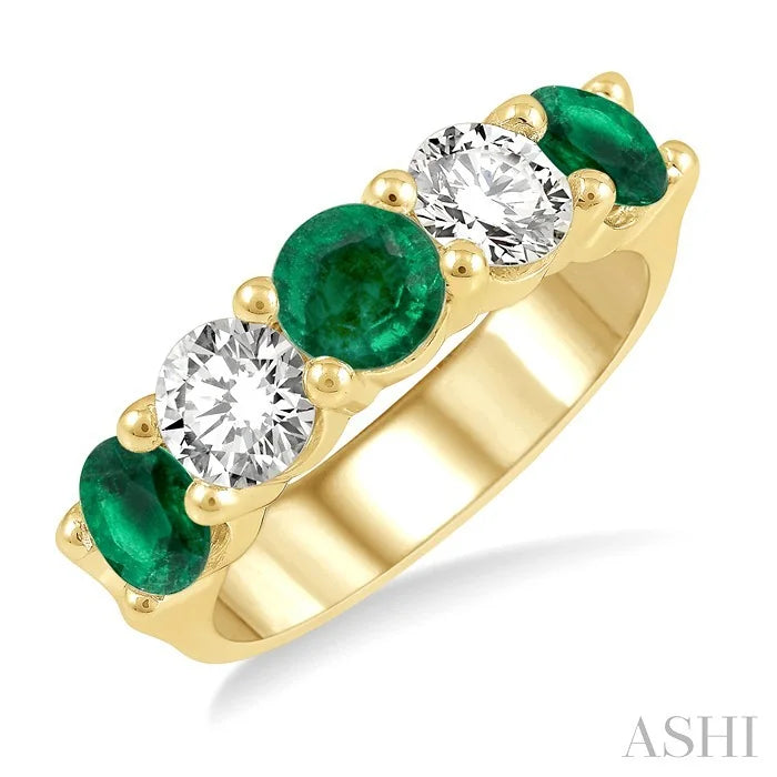 5 Stone Gemstone & Diamond Fashion Band