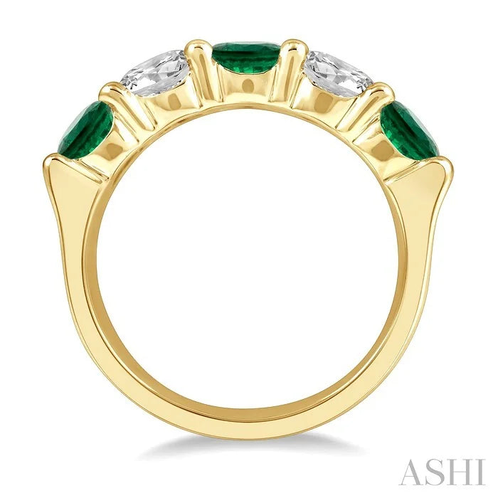 5 Stone Gemstone & Diamond Fashion Band