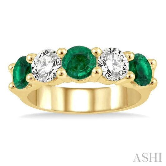 5 Stone Gemstone & Diamond Fashion Band
