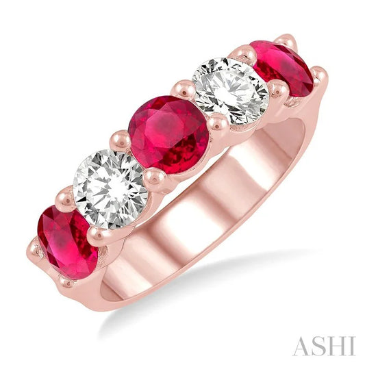 5 Stone Gemstone & Diamond Fashion Band