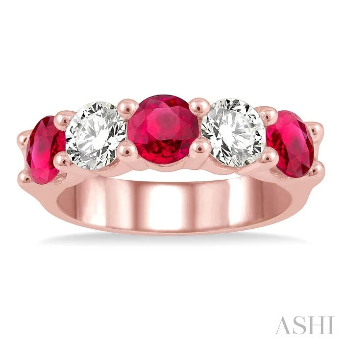 5 Stone Gemstone & Diamond Fashion Band