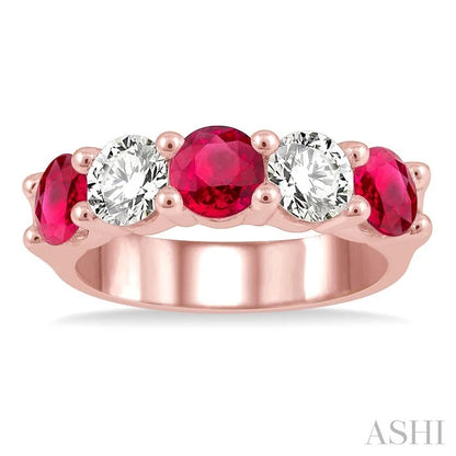 5 Stone Gemstone & Diamond Fashion Band