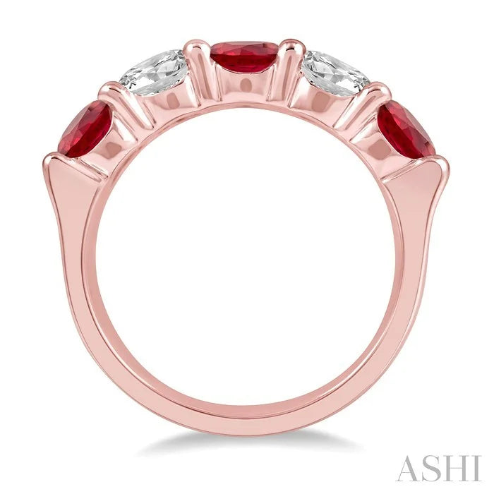 5 Stone Gemstone & Diamond Fashion Band