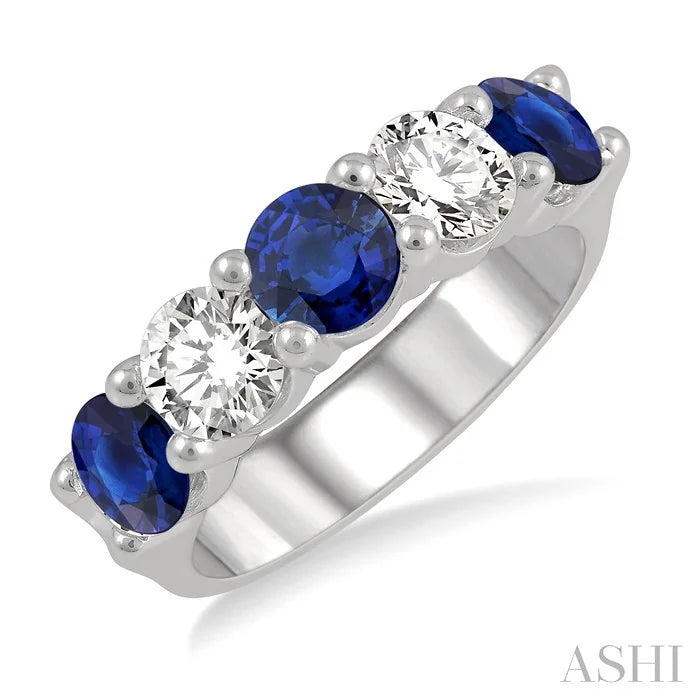 5 Stone Gemstone & Diamond Fashion Band