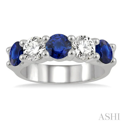 5 Stone Gemstone & Diamond Fashion Band