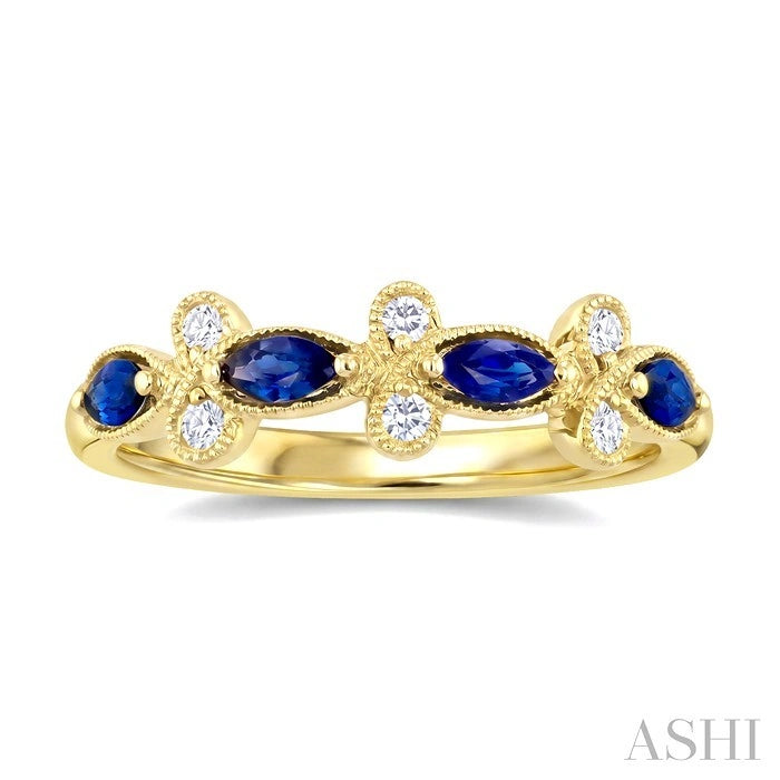 Marquise Shape Gemstone & Diamond Fashion Band