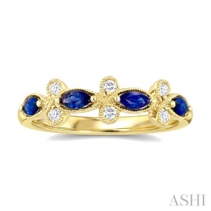 Marquise Shape Gemstone & Diamond Fashion Band