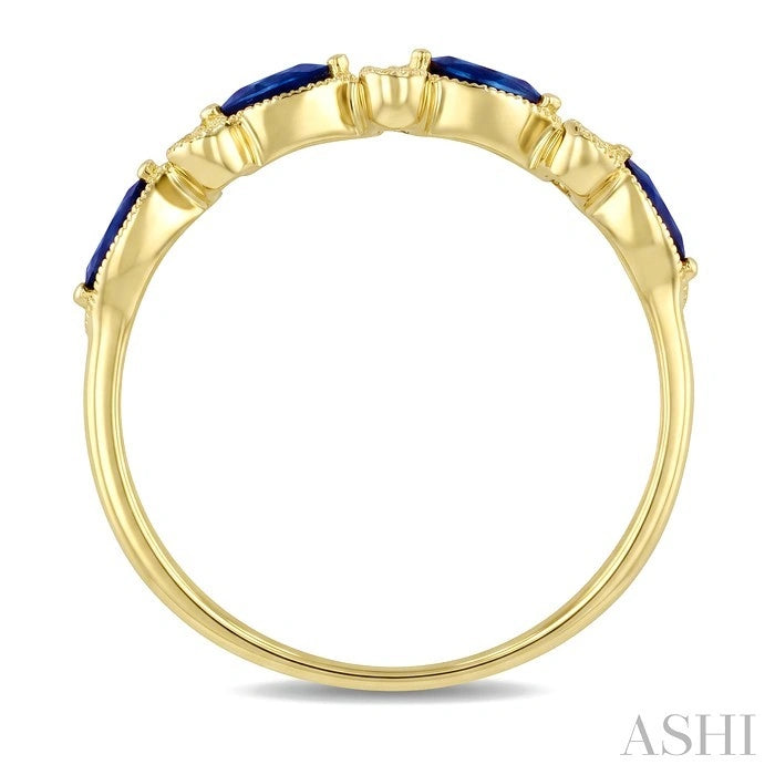 Marquise Shape Gemstone & Diamond Fashion Band
