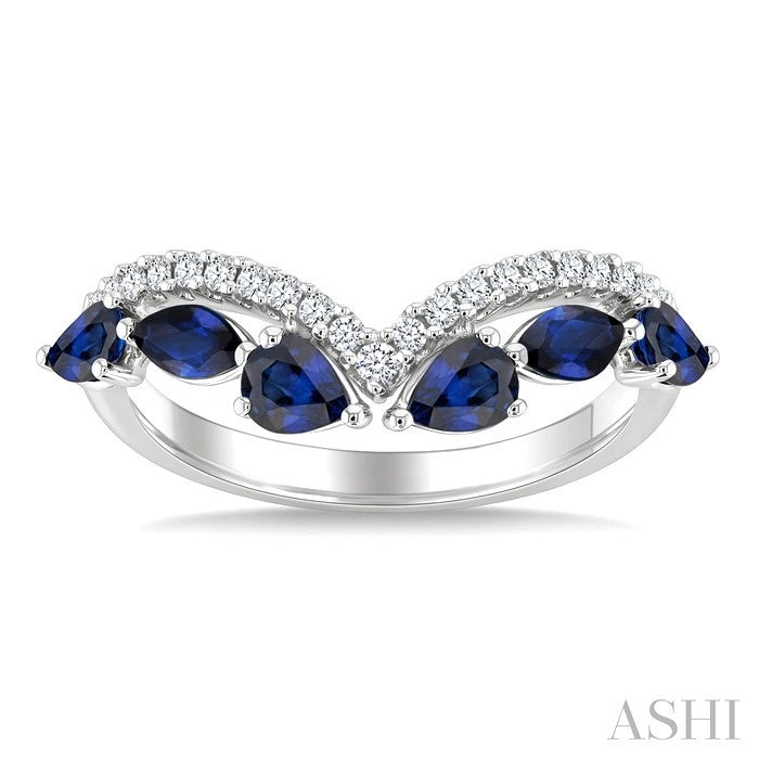 Chevron Gemstone & Diamond Fashion Band