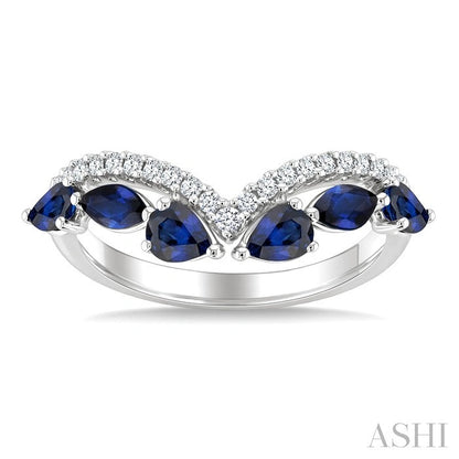 Chevron Gemstone & Diamond Fashion Band