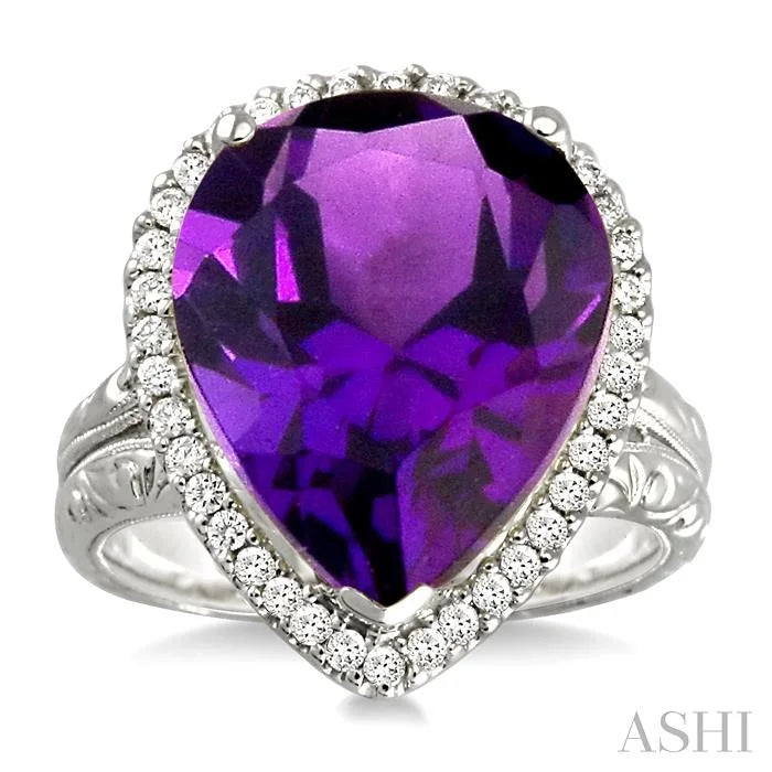 Pear Shape Gemstone & Halo Diamond Ring