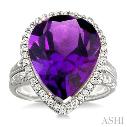 Pear Shape Gemstone & Halo Diamond Ring