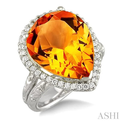 Pear Shape Gemstone & Halo Diamond Ring