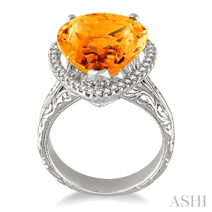 Pear Shape Gemstone & Halo Diamond Ring