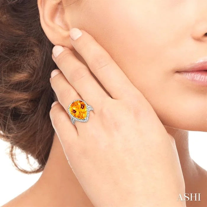 Pear Shape Gemstone & Halo Diamond Ring