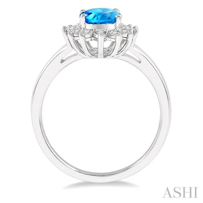 Oval Shape Gemstone & Halo Diamond Ring