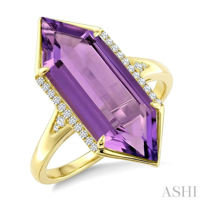 Evoque Gemstone Hexagon Shape & Diamond Ring