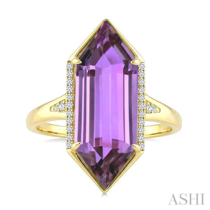 Evoque Gemstone Hexagon Shape & Diamond Ring