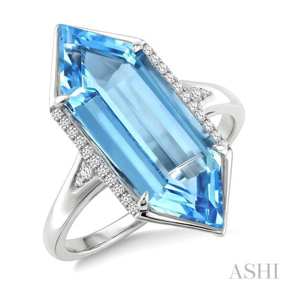 Evoque Gemstone Hexagon Shape & Diamond Ring