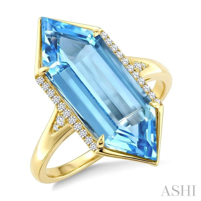 Evoque Gemstone Hexagon Shape & Diamond Ring