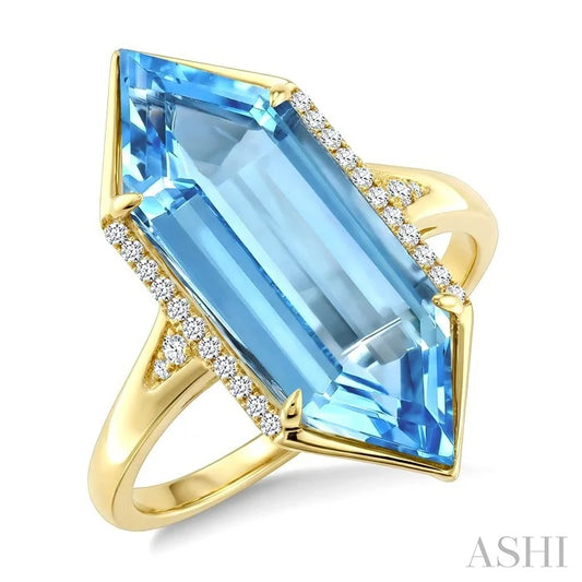 Evoque Gemstone Hexagon Shape & Diamond Ring