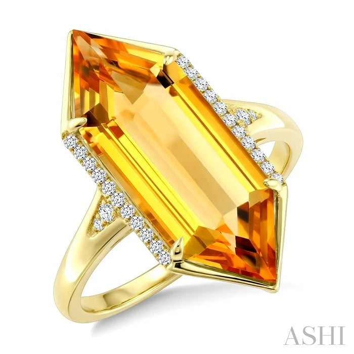 Evoque Gemstone Hexagon Shape & Diamond Ring