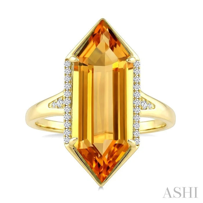 Evoque Gemstone Hexagon Shape & Diamond Ring