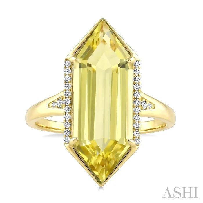 Evoque Gemstone Hexagon Shape & Diamond Ring