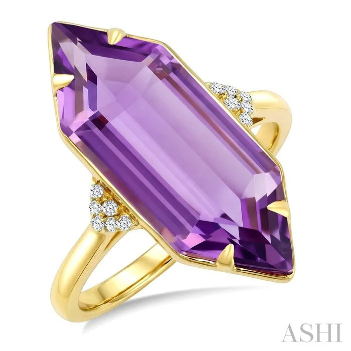 Evoque Gemstone Hexagon Shape & Diamond Ring