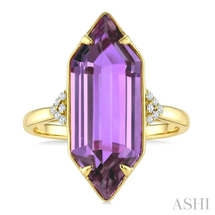 Evoque Gemstone Hexagon Shape & Diamond Ring