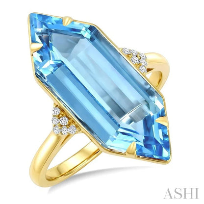 Evoque Gemstone Hexagon Shape & Diamond Ring