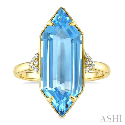 Evoque Gemstone Hexagon Shape & Diamond Ring