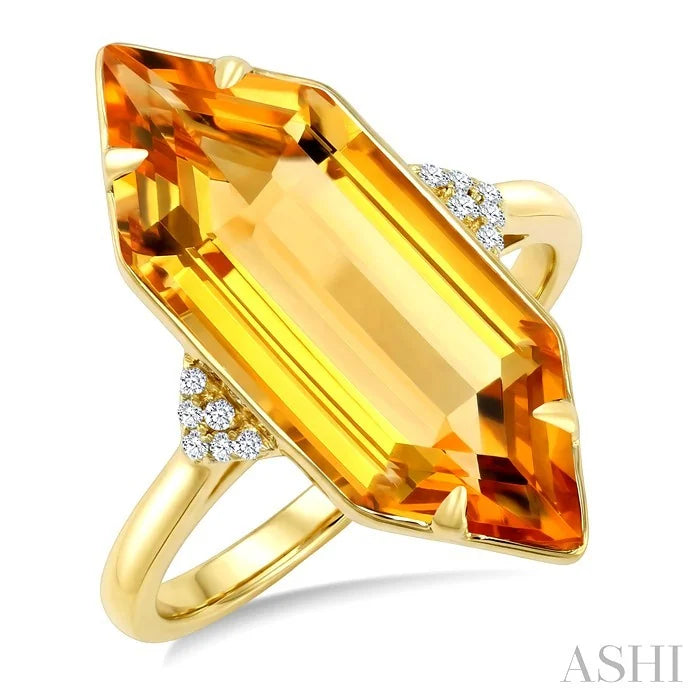 Evoque Gemstone Hexagon Shape & Diamond Ring