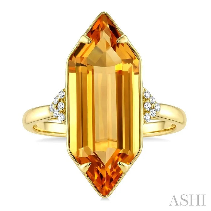 Evoque Gemstone Hexagon Shape & Diamond Ring