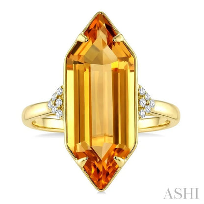 Evoque Gemstone Hexagon Shape & Diamond Ring